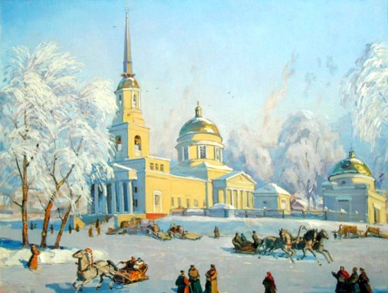 картина собор зимой